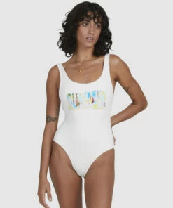 BILLABONG Summer Tanker One Piece Swimsuit SALT CRYSTAL