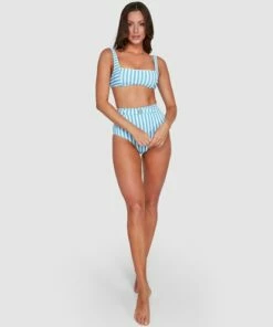 BILLABONG Cassy Stripe Square Bralette Bikini Top DUSTY ROSE -Womens Swim BILLABONG ubjx300108 billabongsg mor frt1