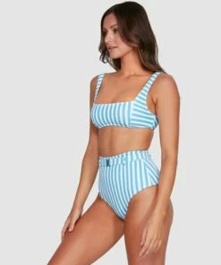 BILLABONG Cassy Stripe Square Bralette Bikini Top DUSTY ROSE -Womens Swim BILLABONG ubjx300108 billabongwg mor sd1