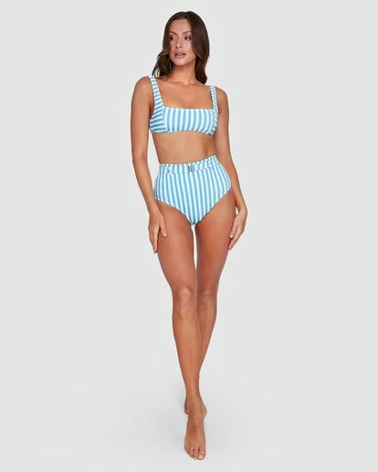 BILLABONG Cassy Stripe Hi Retro Bikini Bottoms MOROCCAN BLUE 4 BILLABONG Cassy Stripe Hi Retro Bikini Bottoms MOROCCAN BLUE - Image 4