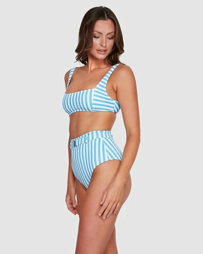 BILLABONG Cassy Stripe Hi Retro Bikini Bottoms MOROCCAN BLUE 2 BILLABONG Cassy Stripe Hi Retro Bikini Bottoms MOROCCAN BLUE - Image 2