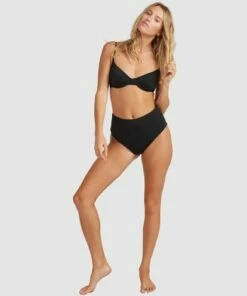 BILLABONG Sol Searcher Hi Retro Bikini Bottoms BLACK -Womens Swim BILLABONG ubjx400154 billabongs blk frt9