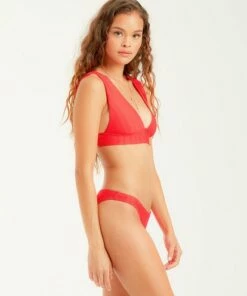 BILLABONG Wave Trip Plunge Bikini Top RAD RED -Womens Swim BILLABONG xt681bwa billabongw rdd frt2