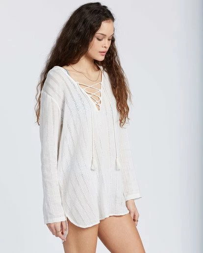 BILLABONG Same Story Dress WHITE STRIPE 3 BILLABONG Same Story Dress WHITE STRIPE - Image 3